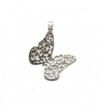 PE001320 Handmade genuine sterling silver pendant solid hallmarked 925  filigree Butterfly 